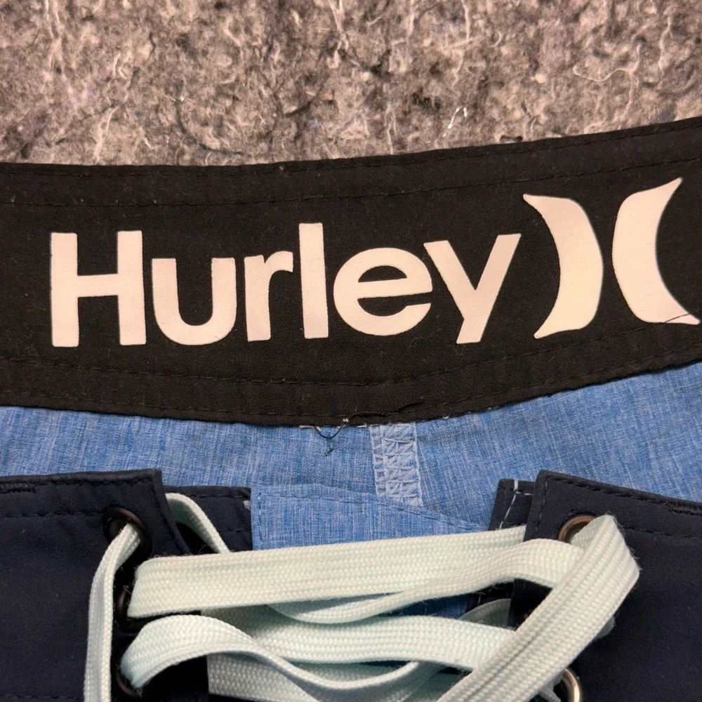 Hurley Phantom Mens Board Shorts Blue Striped Swim Trunks Size 42
